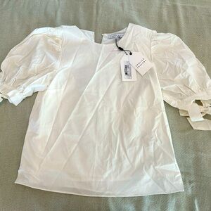 White puff sleeve blouse sz XS
